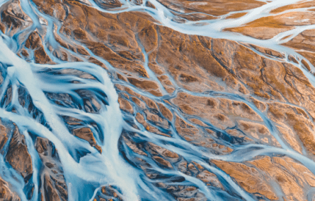 A glacial river from above.