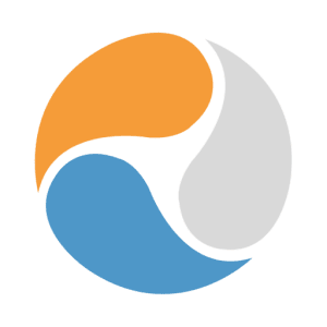 Energise logo consisting of three teardrops coloured orange, blue and grey.