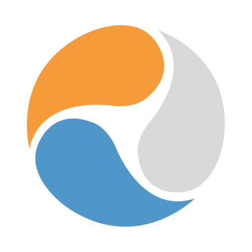 Energise logo consisting of three teardrops coloured orange, blue and grey.