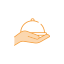 Icon showing hand holding cloche