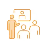 Icon of presentation to three people