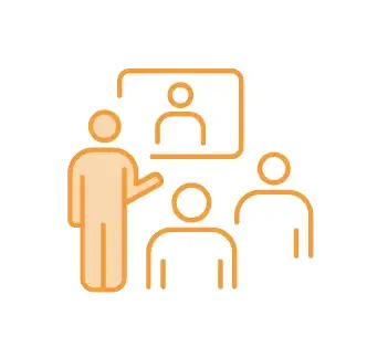 Icon of presentation to three people